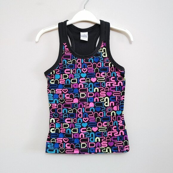 Adidas Girls Tank Top Size Medium Gray All  Over Front Print Polyester Blend - Picture 1 of 3